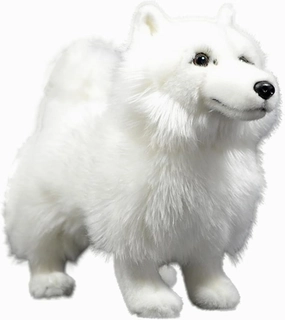 FRANKIEZHOU Realistic Samoyed Stuffed Animal-White 12",Dog Plush Toy, Soft,Girl Toys,Gifts for Kids