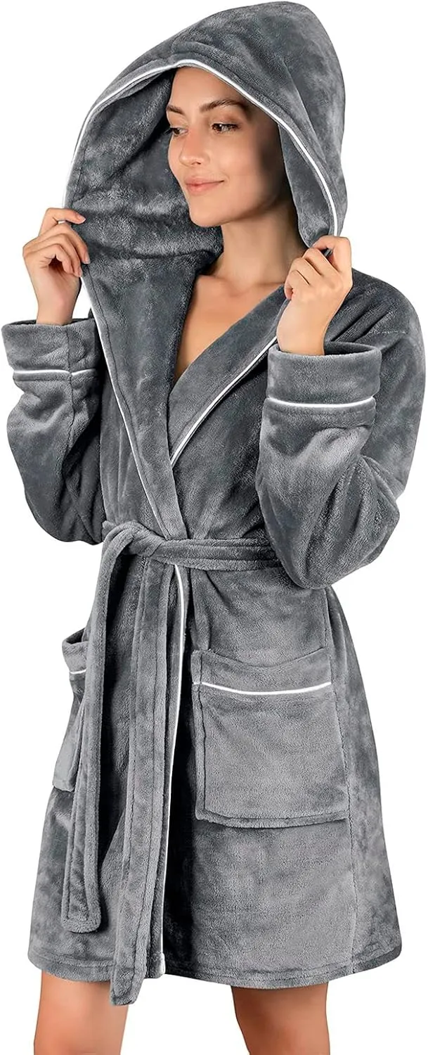 Full Length Womens Robe Womens Fuzzy Pajamas Set Womens Cotton Robes Knee Length Women's Fleece Robes Short
