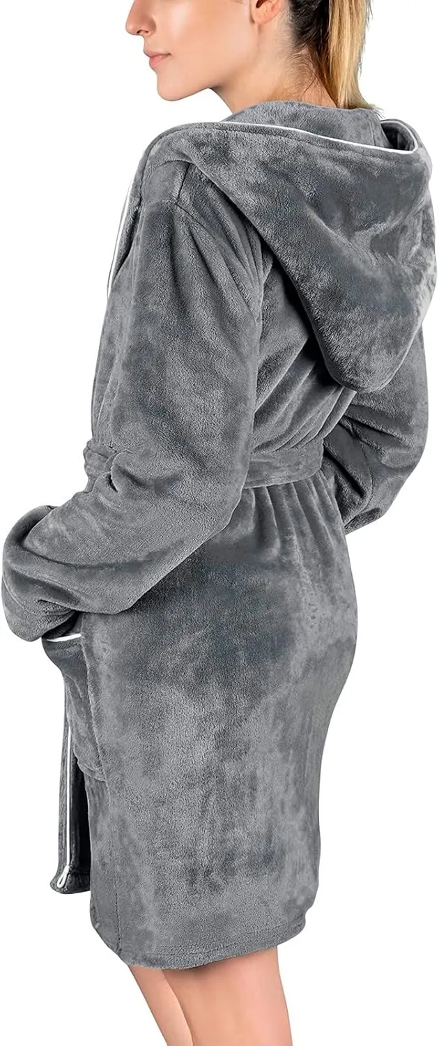 Full Length Womens Robe Womens Fuzzy Pajamas Set Womens Cotton Robes Knee Length Women's Fleece Robes Short