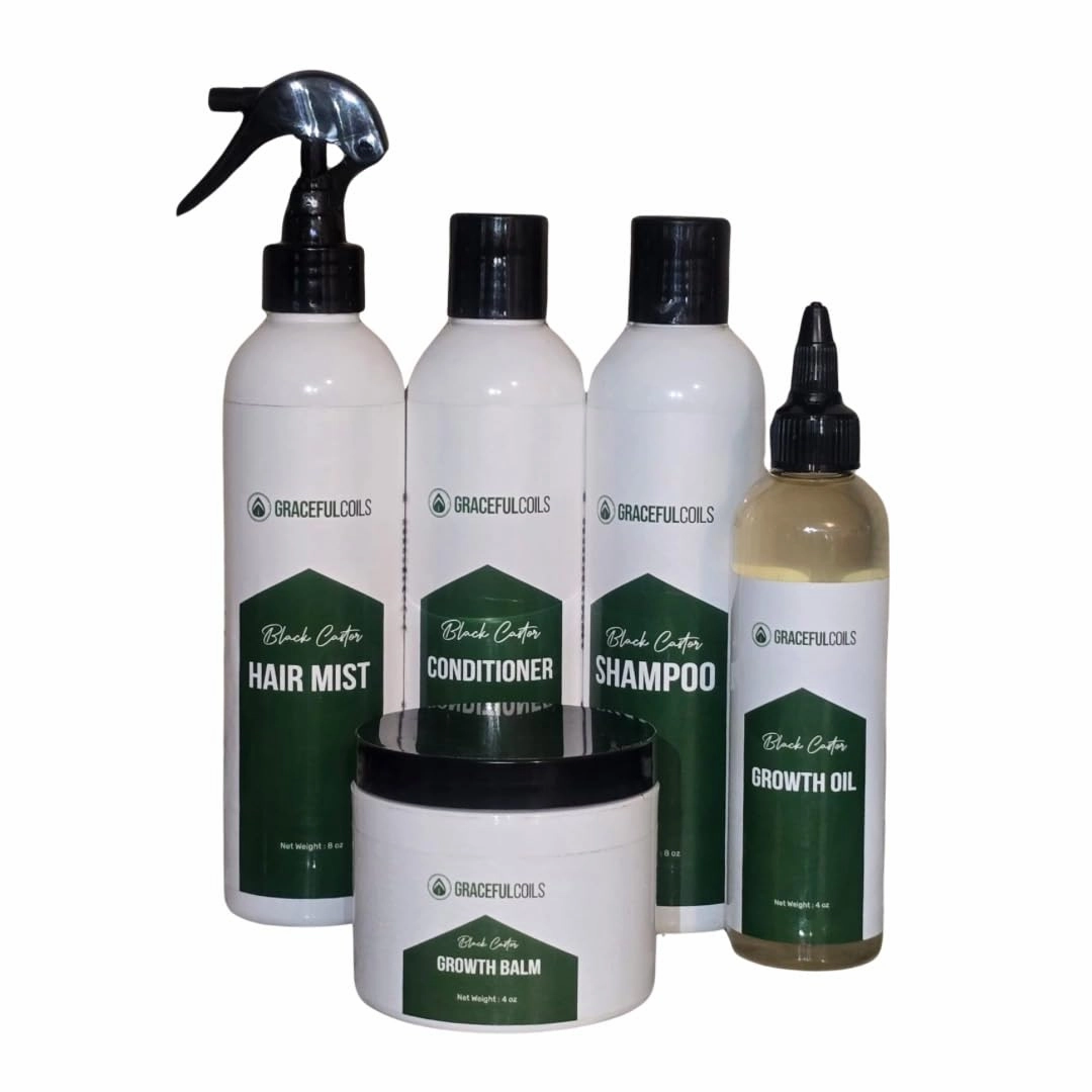Full Hair Care Bundle, 5-Piece Natural Growth Set with Black Castor Oil, Aloe, Rosemary, Sulfate Free, All Hair Types