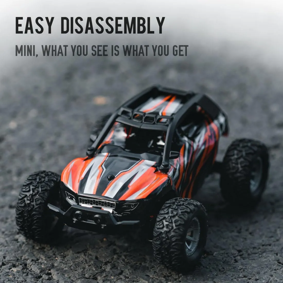 FunXylophy Mini RC Electric Drift Off-Road Vehicle Model, 1:32 2.4G 4WD RC All Terrain Off Road Truck Fast 20KM/H, Halloween Christmas Surprising Gift (RTR Version/Orange)