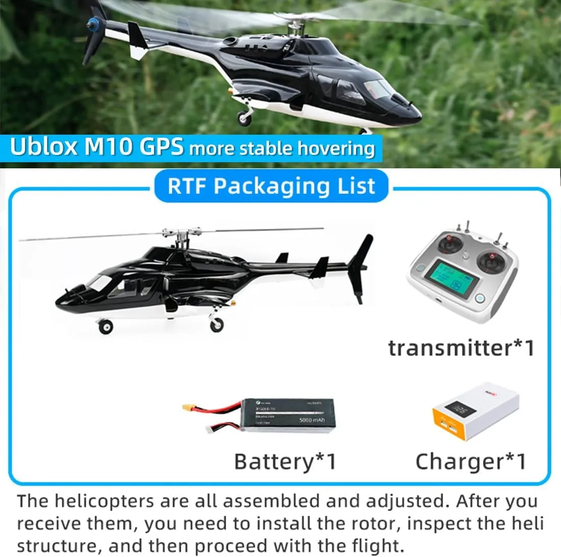 FW450L RC Helicopter for Adults 450-Class 2.4G 6CH Remote Control Helicopter Outdoor RC Aircraft Flying Model RTF Version Creative Gifts(Righthand Flight Control,with 2 Battery)