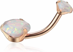 Gabry&jwl Opal Belly Button Rings 14G Surgical Steel Internally Threaded Rose Gold Belly Ring for Women Navel Rings Belly Piercing Jewelry,Opal DIA/Weight 5mm(0.3ct)/8mm(1.0ct)