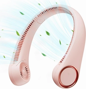 Gaiatop Portable Neck Fan, 360° Cooling, 72 Air Outlet, Lightweight Hands Free 3 Speeds 4000mAh USB Rechargeable Mini Personal Bladeless Fans, Wearable Birthday Gift for Men Women Pink