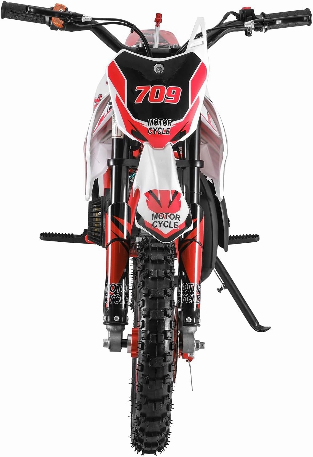 Gas-Powered 49cc 2-Stroke Mini Dirt Bike for Kids, Motocross with Front and Rear Disc Brakes, Shock Absorption Springs, High Seat Cushion, for Boys Aged 8-12 Red