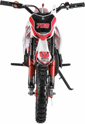 Gas-Powered 49cc 2-Stroke Mini Dirt Bike for Kids, Motocross with Front and Rear Disc Brakes, Shock Absorption Springs, High Seat Cushion, for Boys Aged 8-12 Red