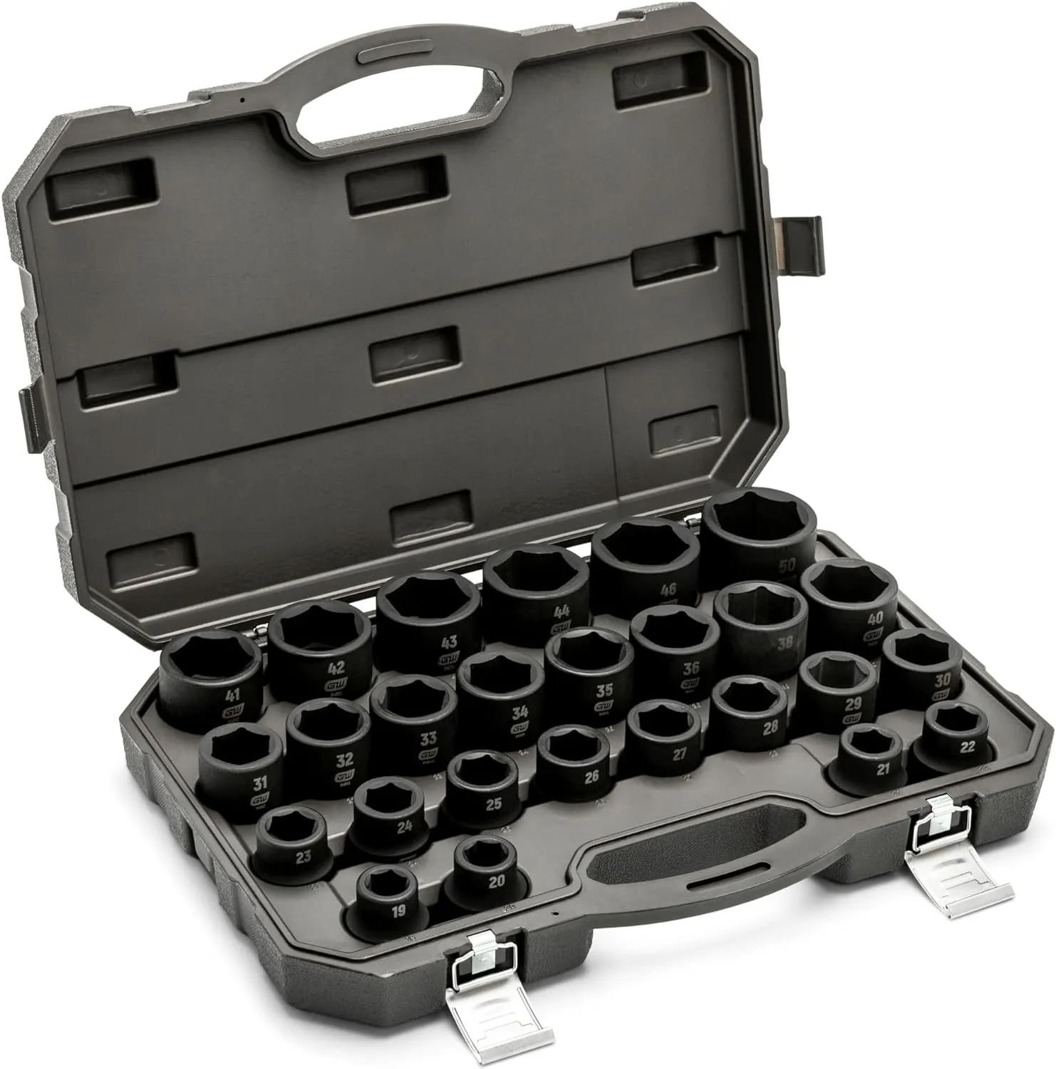 GEARWRENCH 26 Piece 3/4" Drive 6 Point Metric Impact Socket Set | 19mm-50mm| 84031