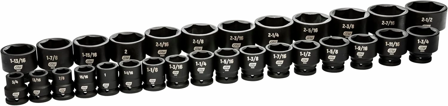 GEARWRENCH 29 Piece 3/4" Drive 6 Point SAE Impact Socket Set | 3/4" to 1-7/8" | 84035
