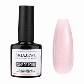 Gel Nail Polish Glitter Nude,Jelly Pink Iridescent Shimmer Gel Polish,Neutral Sheer Milky Pink Holographic Pigment Color Soak off UV LED Cured Home Salon French Manciure-07