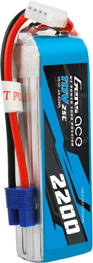 Gens ace 3S Lipo Battery 2200mAh 11.1V 25C Lipo Battery with EC3 Plug for RC Drone RC Airplane RC Drone RC Helicopter FPV