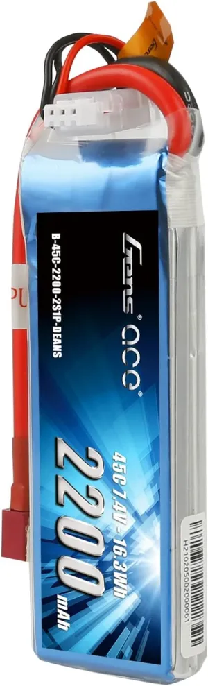 Gens ace 7.4V 2200mAh 2S 45C LiPo Battery Pack Deans Plug for 70MM EDF Rc Plane 450 Helicopter Rc Boat