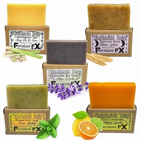 Gift Set of 5 Organic Handmade Natural Soap Bars with Essential Oils Aromatherapy Facial and Body Bars for Women and Men (1oz each)   Free Exfoliating Sponge and Neutral Soap. Organics