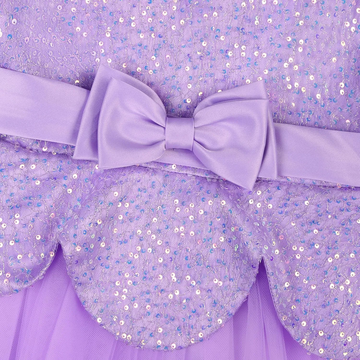 Girls Dress Sloping Bridesmaid Wedding Princess Children's Bow Birthday Ball Party Show Evening Lavender