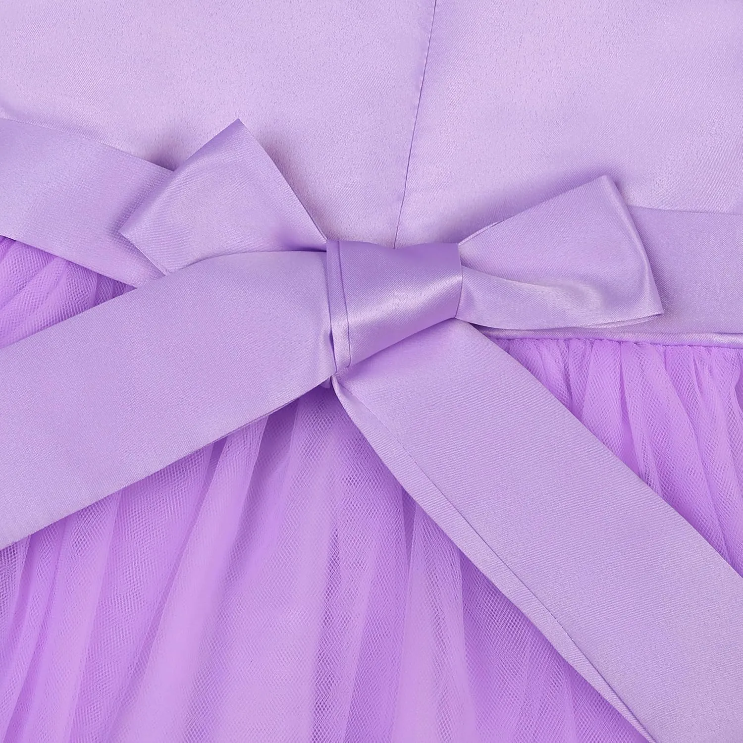 Girls Dress Sloping Bridesmaid Wedding Princess Children's Bow Birthday Ball Party Show Evening Lavender