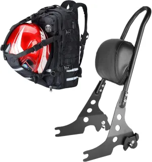 Goldfire Detachable Motorcycle Sissy Bar Rear Backrest with Pad,Waterproof Rechargeable Cycling Helmet Bag Welding Backpack For Harley Sportster XL 883 1200 2004-Up Accessories