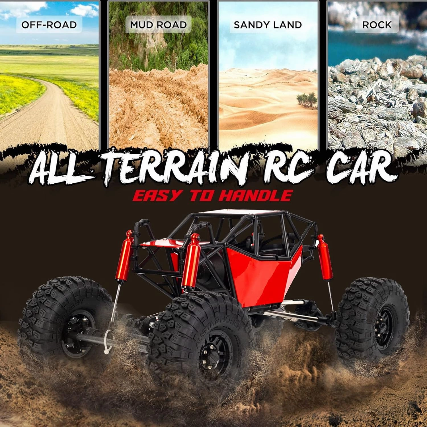 GoolRC 8504 RC Cars, 1:10 Scale 4WD Remote Control Car, 35KM/H High Speed Racing Car, 2.4GHz All Terrains Off Road RC Truck for Kids and Adults (Green)