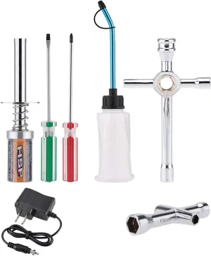 Goolsky Nitro Starter Glow Plug Igniter Charger Tools Fuel Bottle Combo for Redcat HSP Nitro Powered 1/8 1/10 RC Car