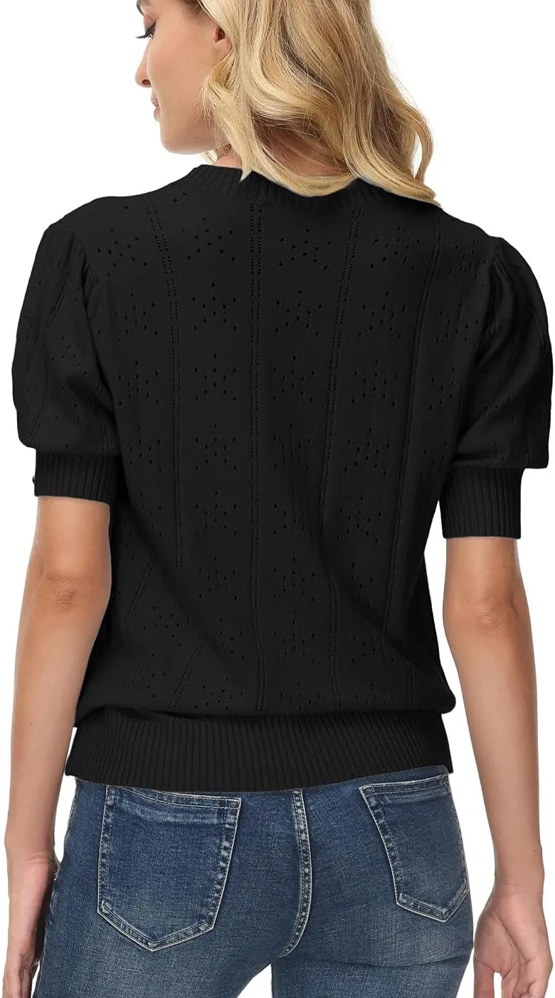 GRACE KARIN Womens Lightweight Thin Summer Pullover Sweater Cute Puff Short Sleeve Tops Pullover Shirt Knit Blouse