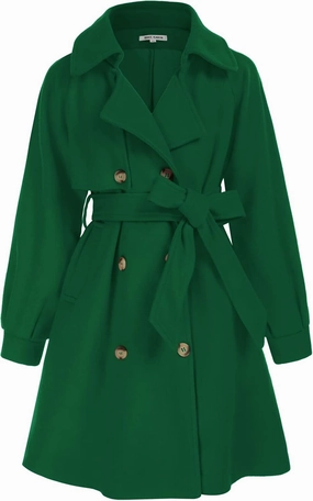 GRACE KARIN Girls Dress Coat Lapel Wool Blend Long Winter Jackets with Pockets Belt 6-14Y