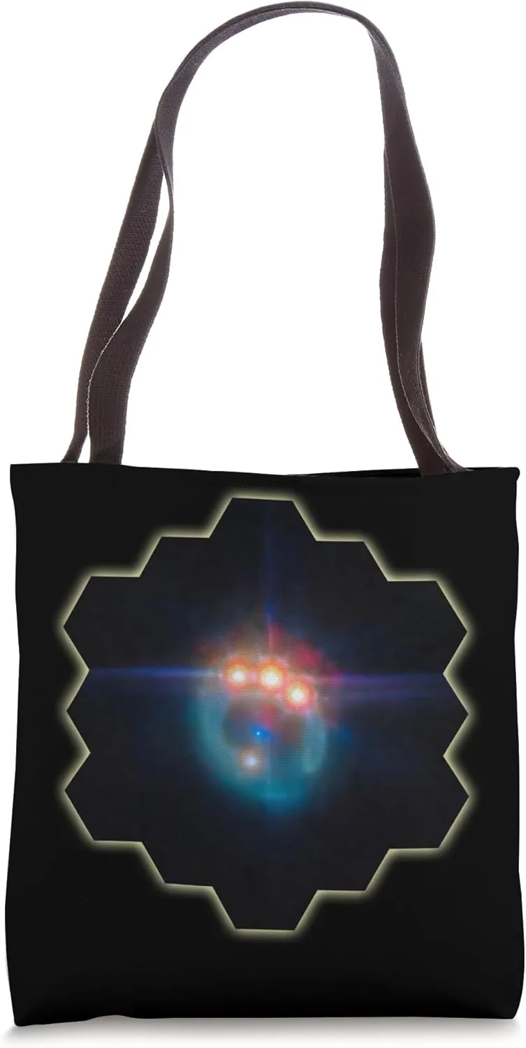 Gravitational Lensing Quasar Jewels on Einstein's Ring JWST Tote Bag