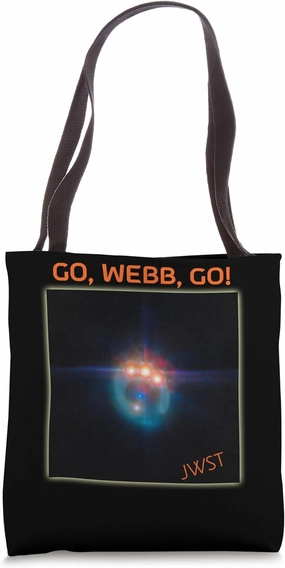 Gravitational Lensing Quasar Jewels on Einstein's Ring JWST Tote Bag