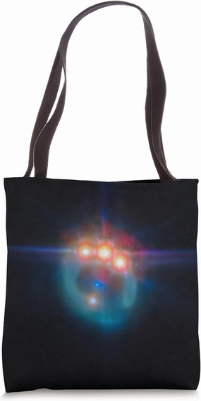 Gravitational Lensing Quasar Jewels on Einstein's Ring JWST Tote Bag