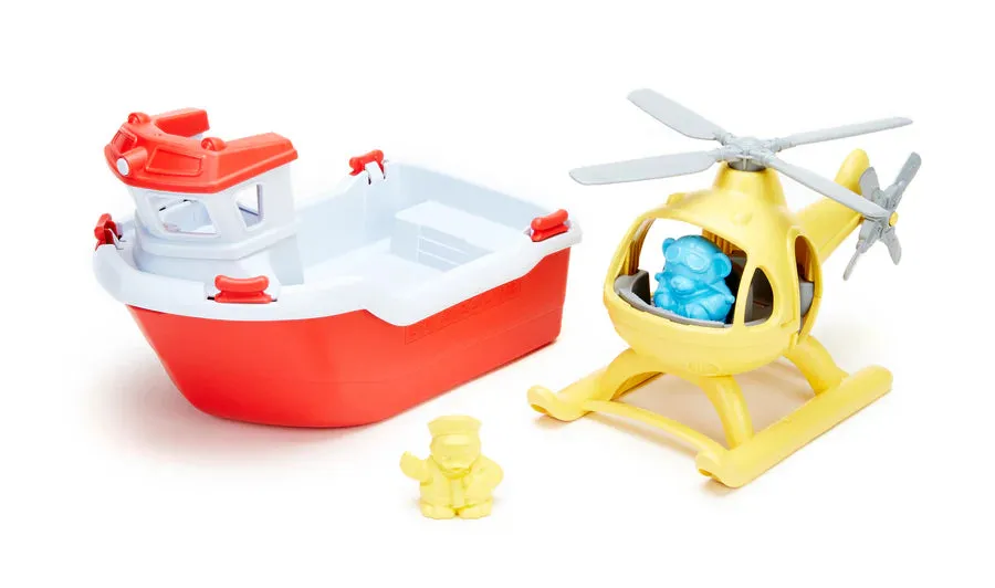 Green Toys - Rescue Boat & Helicopter