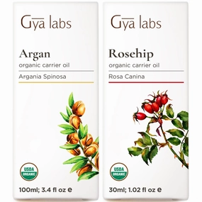 Gya Labs Carrot Oil for Skin & Rosehip Oil for Face Set - 100% Natural Aromatherapy Grade Essential Oils Set - 2x1 fl oz