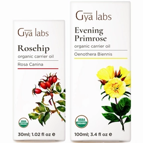 Gya Labs Rosehip Oil for Face (30ml) & Evening Primrose Oil for Face (100ml) Set - 100% Natural Aromatherapy Grade Essential Oils Set
