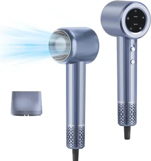 Hair Dryer, Professional High Speed Ionic Blow Dryer for Fast Drying, Powerful 1400W Hairdryer 3Temps /2Speeds, Low Noise Thermo-Control Hairdryer with Nozzle, No Heat Damage, Silver