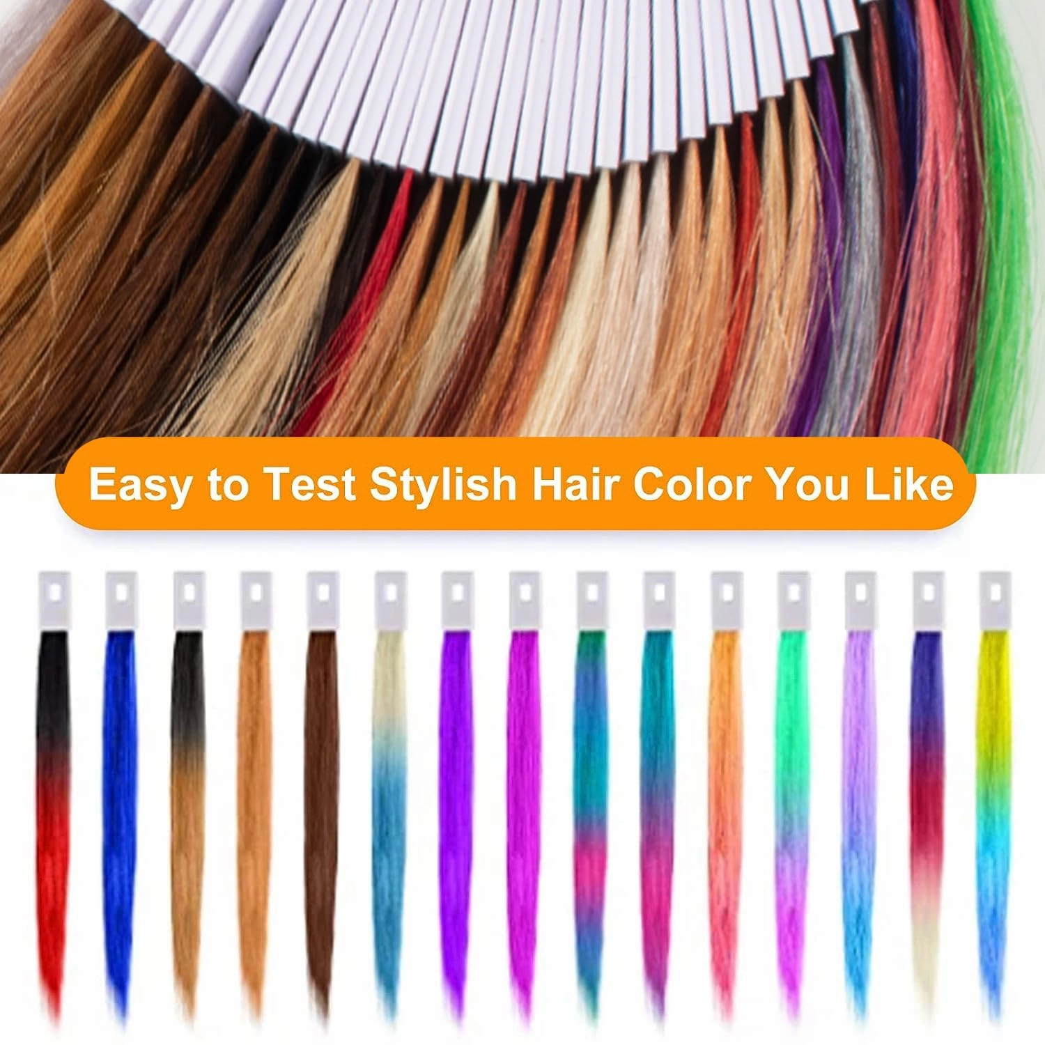 Hair Color Rings - 100% Human Hair Swatches Testing Samples - 8 Inch Grey - 30 PCS/Pack