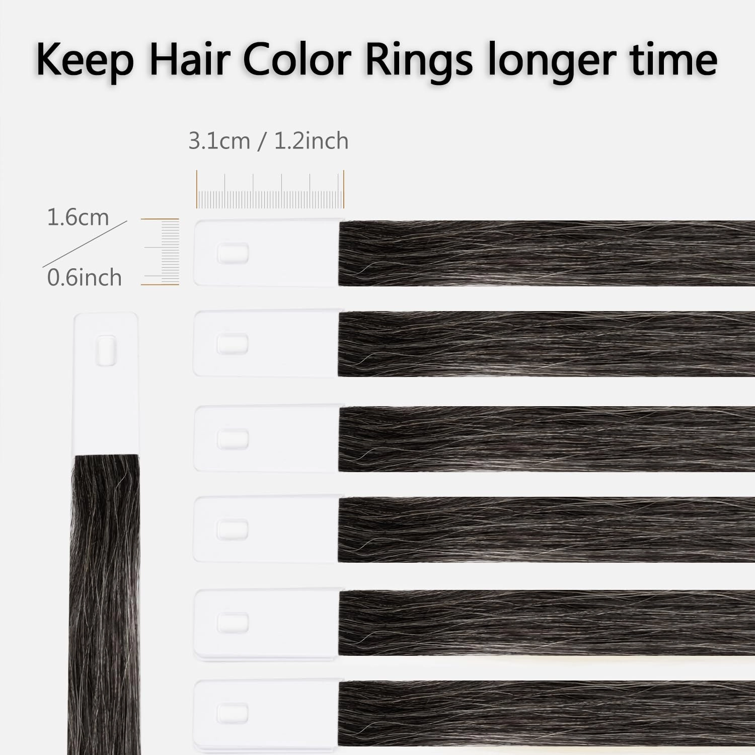 Hair Color Rings - 100% Human Hair Swatches Testing Samples - 8 Inch Grey - 30 PCS/Pack