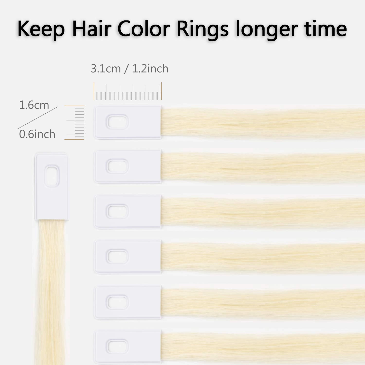 Hair Swatches 100% Human Hair Color Rings Testing Fashion Colors Samples 8 inch Lightest Blonde 30 PCS/Pack