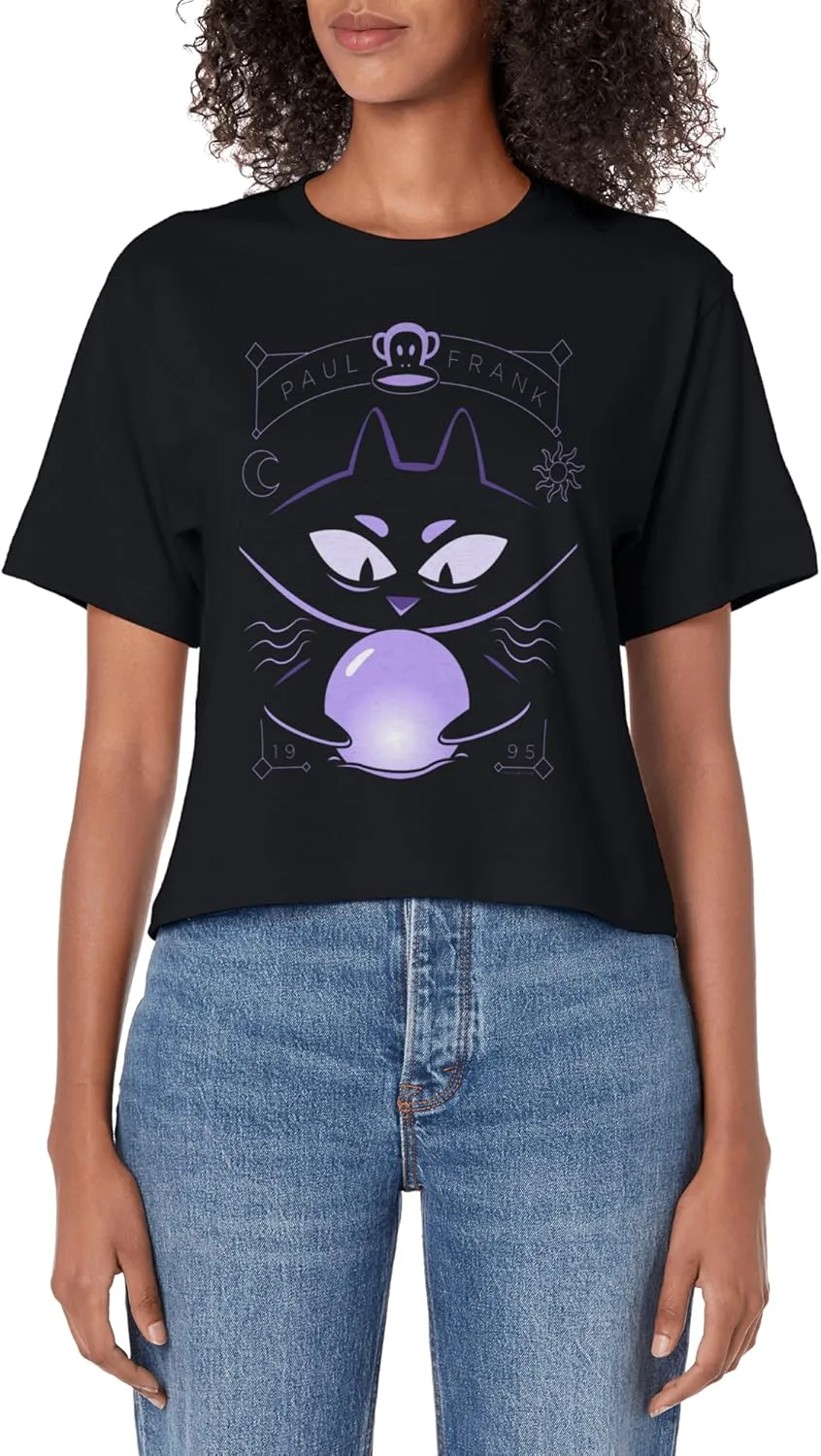 Halloween Mika Cat Spooky Crystal Ball Tarot Women's Crop Top