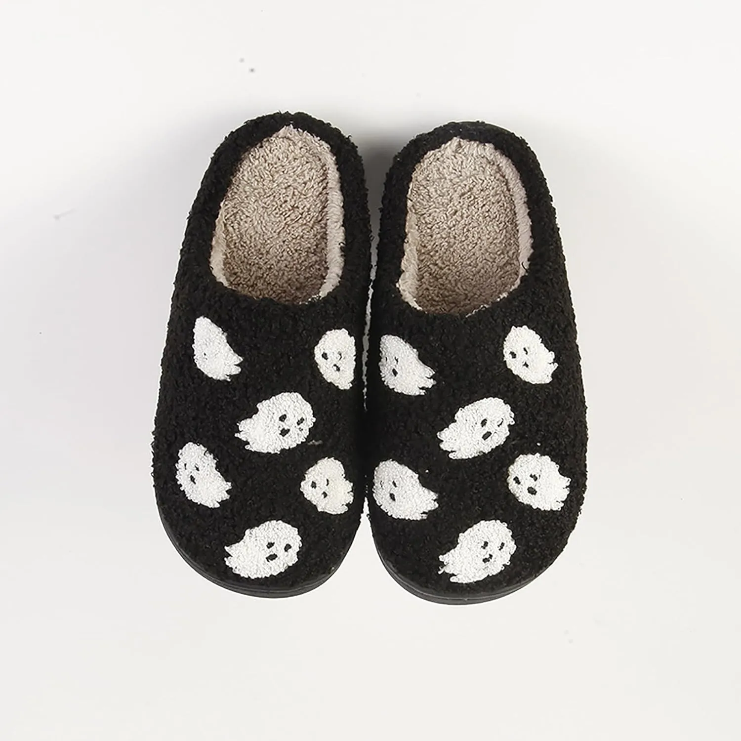 Halloween Pumpkin Slippers for Womens Mens Plush Warm Spooky Lantern Pumpkin Slippers House Shoes