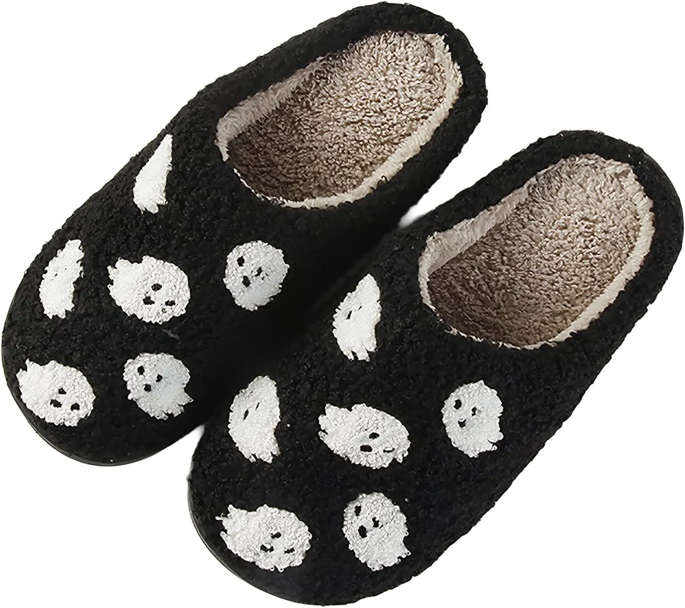 Halloween Pumpkin Slippers for Womens Mens Plush Warm Spooky Lantern Pumpkin Slippers House Shoes