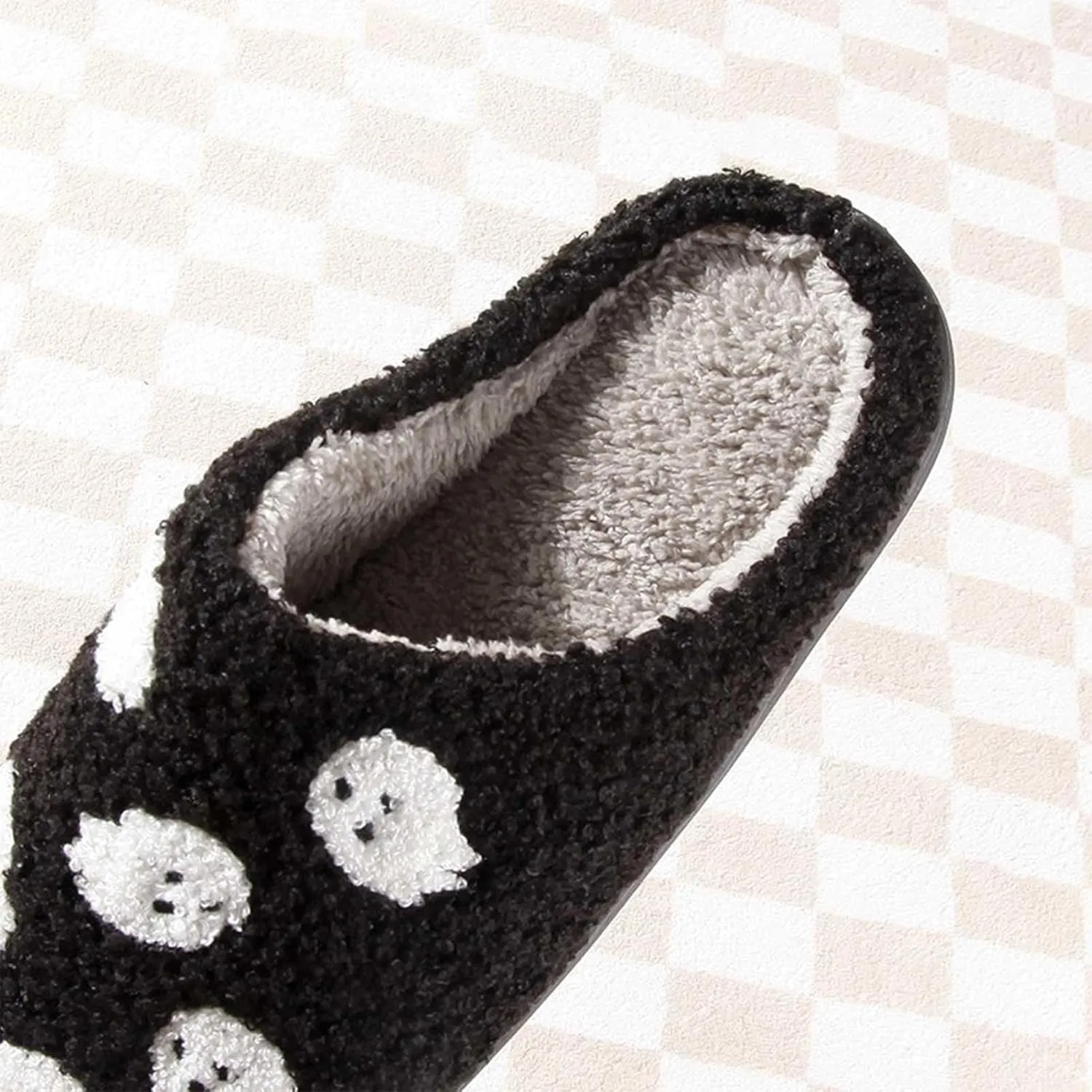 Halloween Pumpkin Slippers for Womens Mens Plush Warm Spooky Lantern Pumpkin Slippers House Shoes