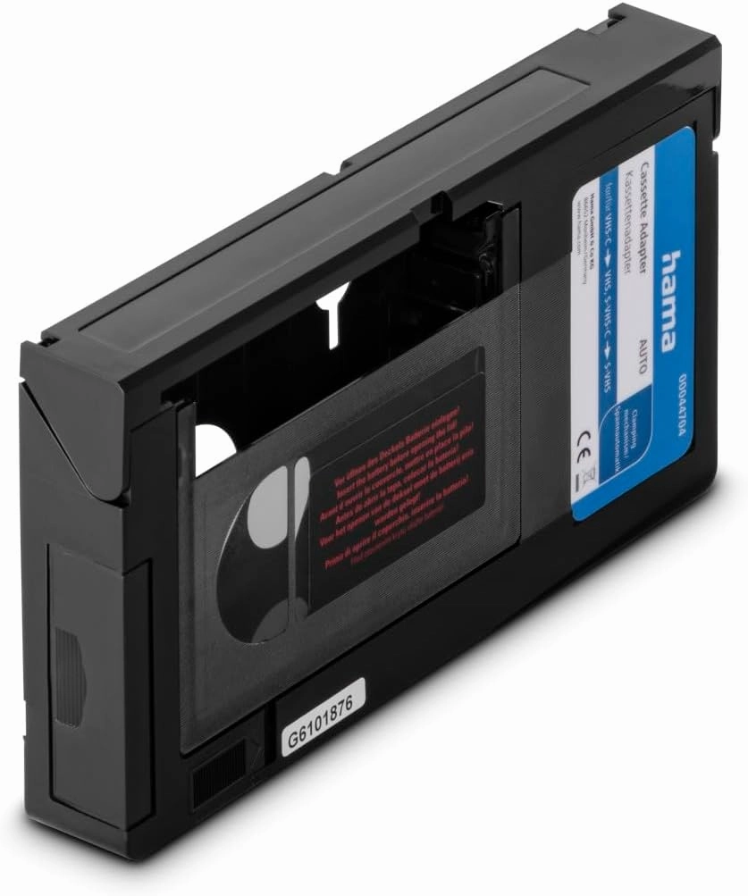 Hama VHS-C/VHS Cassette Adapter | Video Converter | Motorized Adapter Cassette | 6 Mm | Black