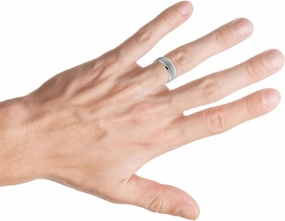 Hammered 10k White Gold 8mm Wedding Mens Band