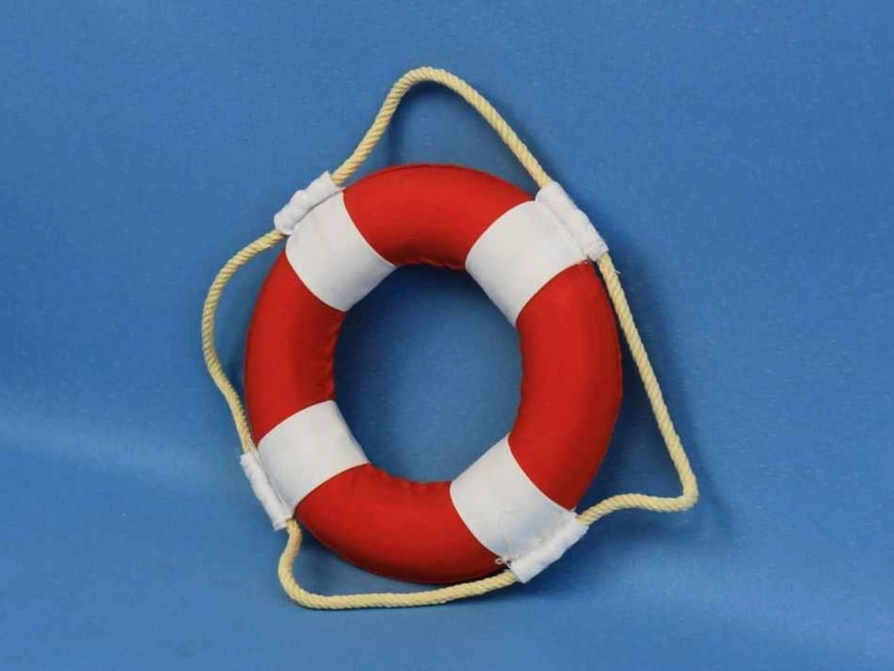 Hampton Nautical Vibrant with White Bands Life Ring Decoration, 6", Red