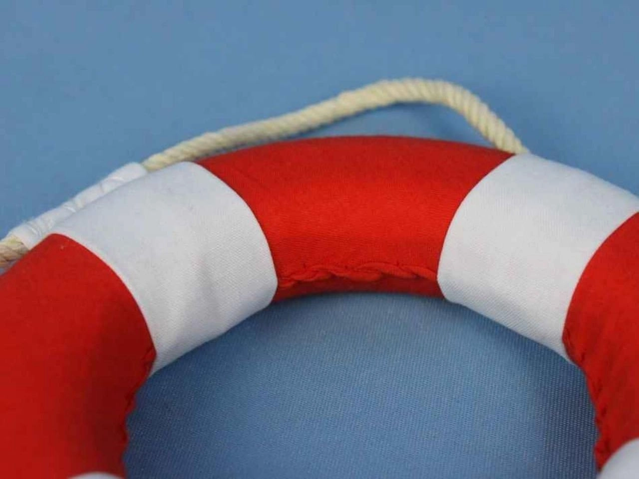 Hampton Nautical Vibrant with White Bands Life Ring Decoration, 6", Red