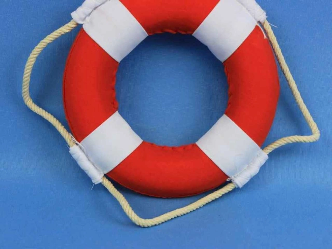 Hampton Nautical Vibrant with White Bands Life Ring Decoration, 6", Red
