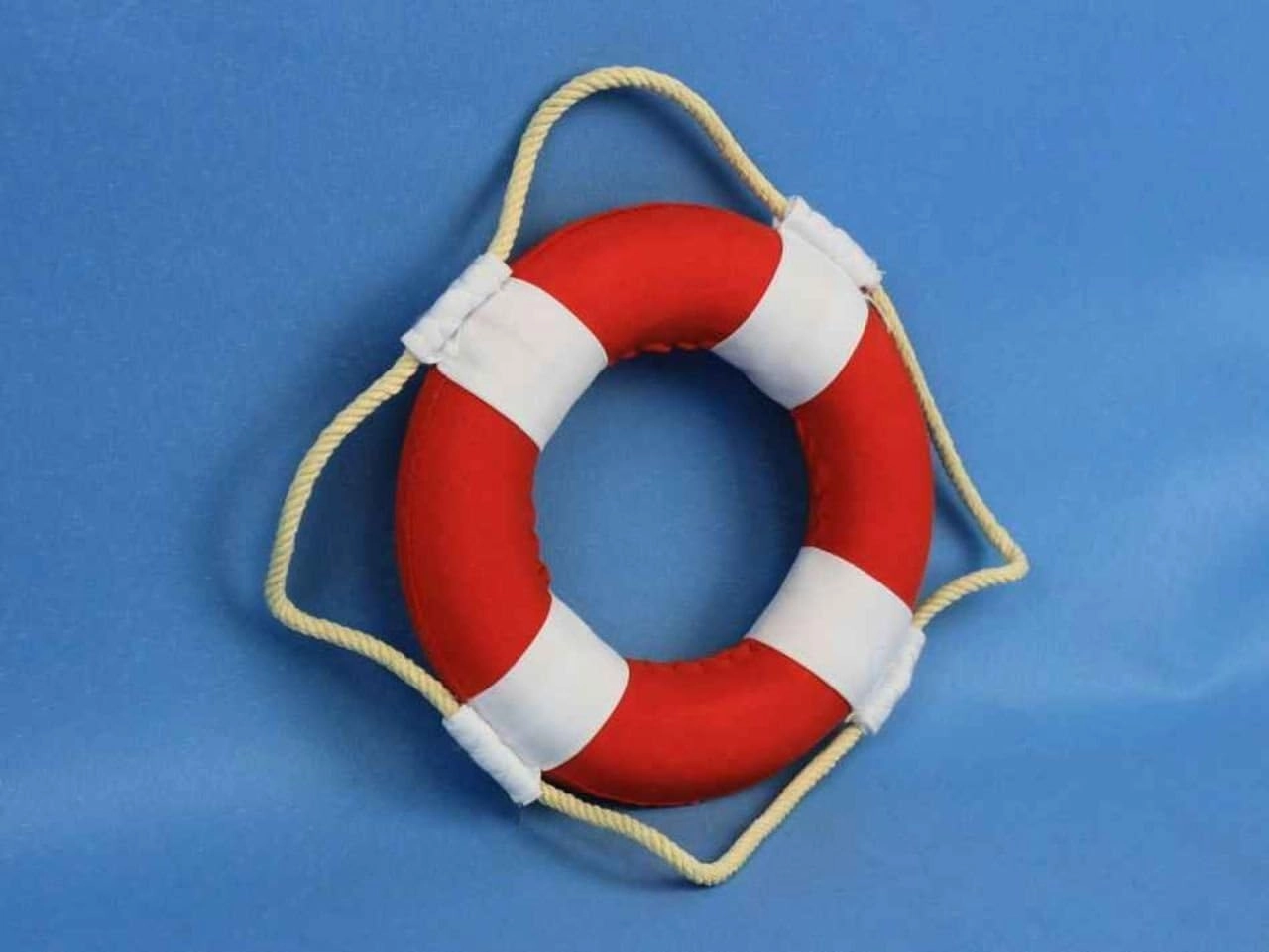Hampton Nautical Vibrant with White Bands Life Ring Decoration, 6", Red