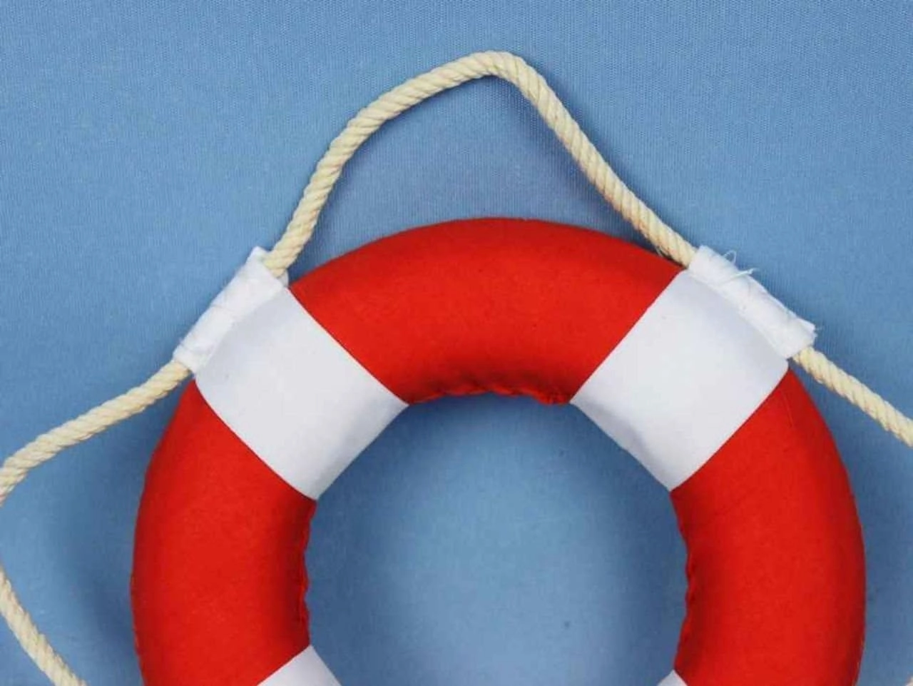 Hampton Nautical Vibrant with White Bands Life Ring Decoration, 6", Red