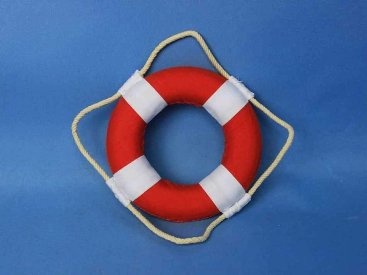 Hampton Nautical Vibrant with White Bands Life Ring Decoration, 6", Red