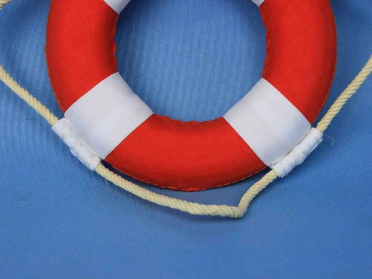 Hampton Nautical Vibrant with White Bands Life Ring Decoration, 6", Red