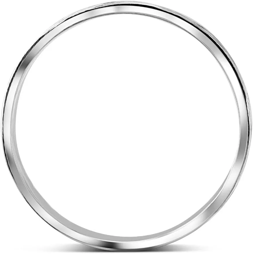 Hand Etched 6mm Dome Wedding Band 10K White Gold