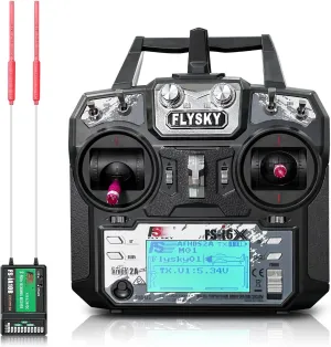 HAWK'S WORK FS-i6X 10 Ch Transmitter, 2.4GHz RC Controller with FS-iA10B Receiver for Drone Multirotor Airplane Helicopter Car Tank Boat (i6X  iA10B)