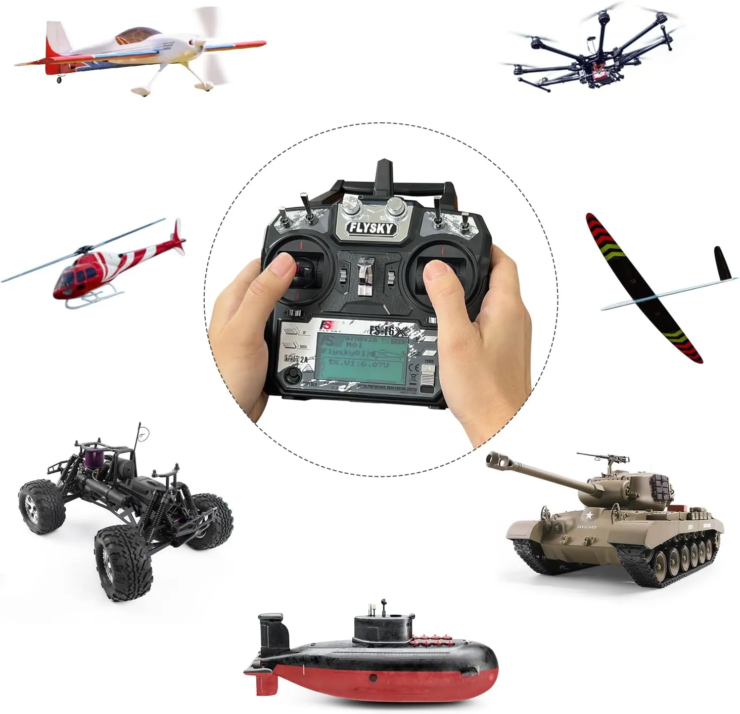 HAWK'S WORK FS-i6X 10 Ch Transmitter, 2.4GHz RC Controller with FS-iA10B Receiver for Drone Multirotor Airplane Helicopter Car Tank Boat (i6X  iA10B)