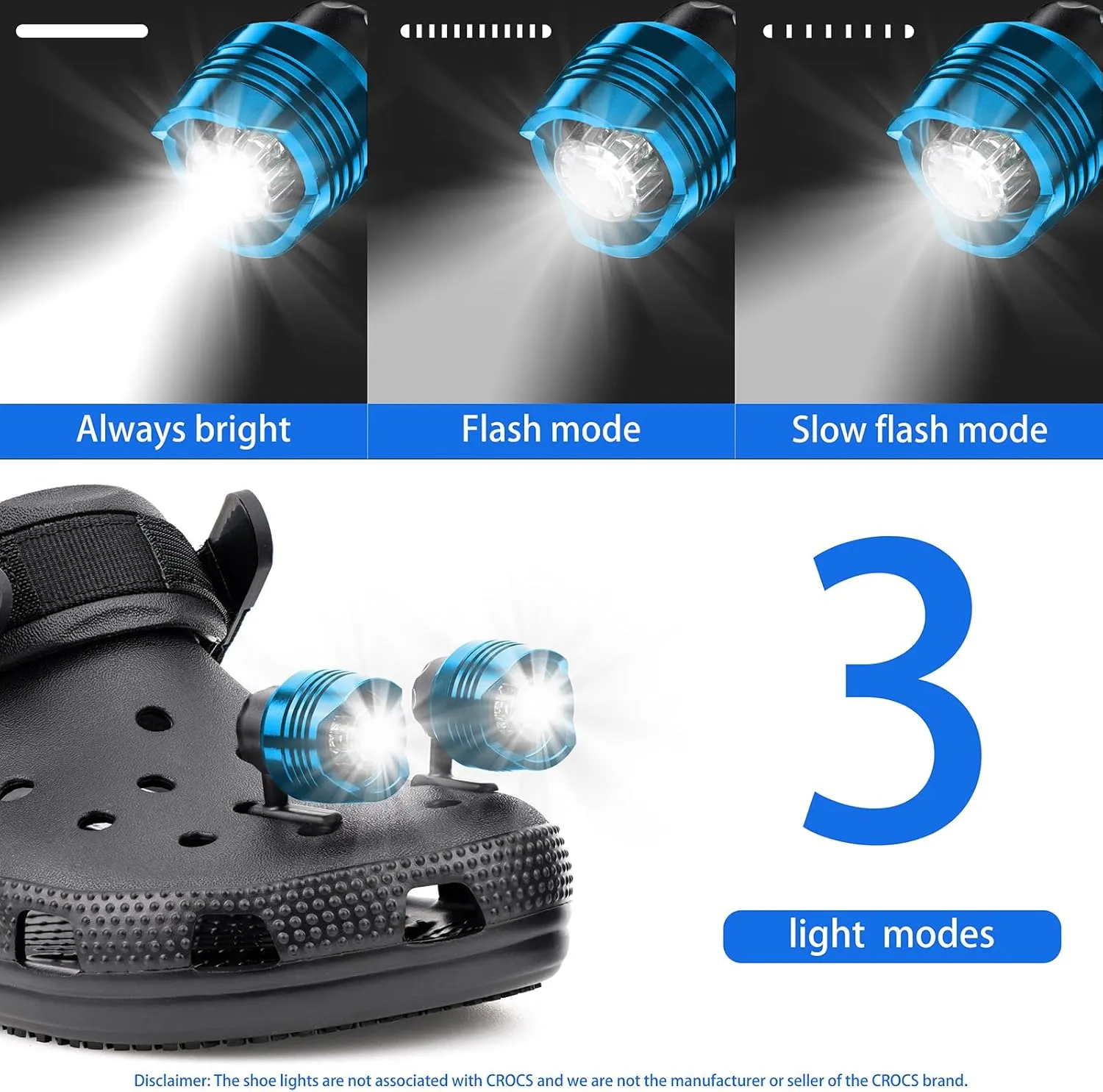 Headlights - 4pcs LED Lights for Shoes Charm Accessories, IP68 Waterproof for Adults and Kids - Hiking, Walking Dog and Camping Gear Essentials-0912